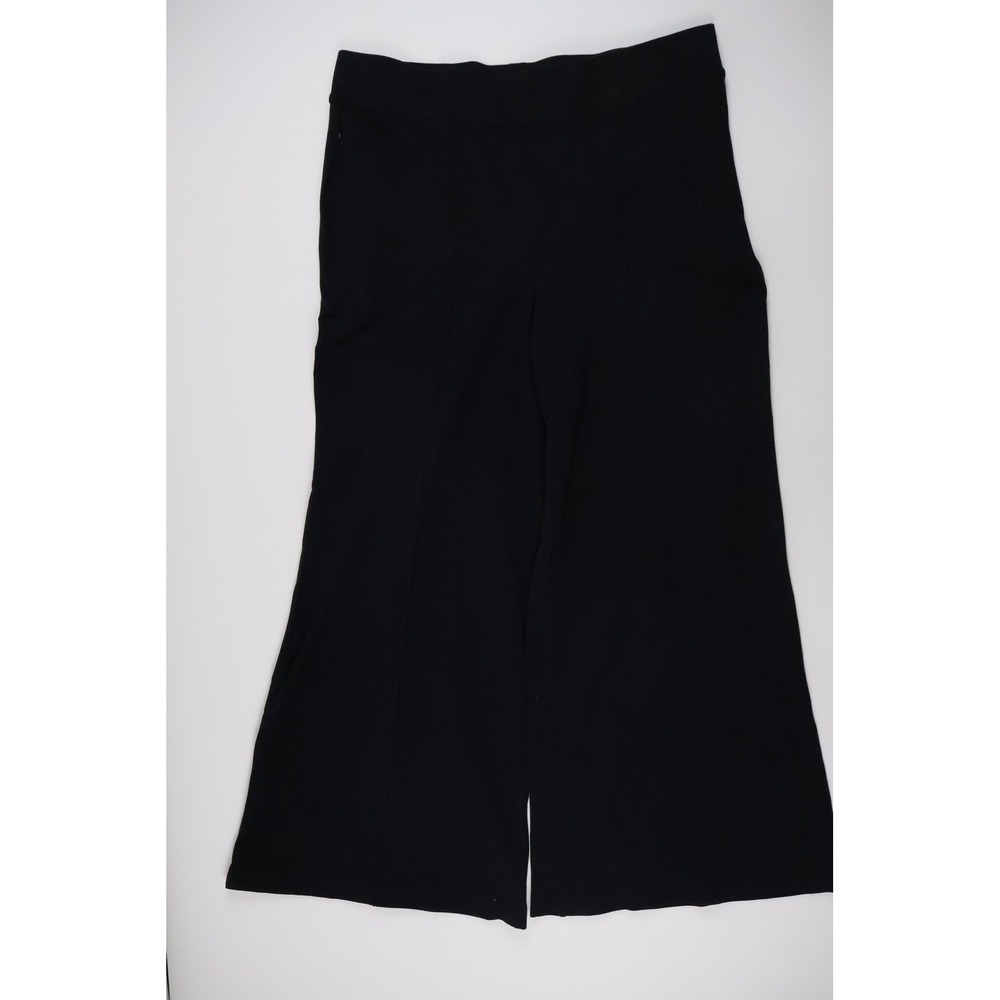 Lands End Starfish Palazzo Pants Black Solid Large L Knit High Rise Wide Leg
